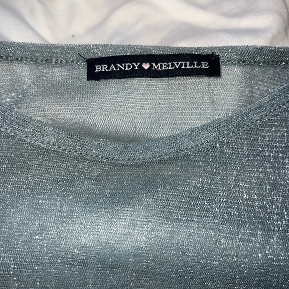 Sparkly sheer blueish/grey crop top from Brandy Melville - Picture 2 of 3